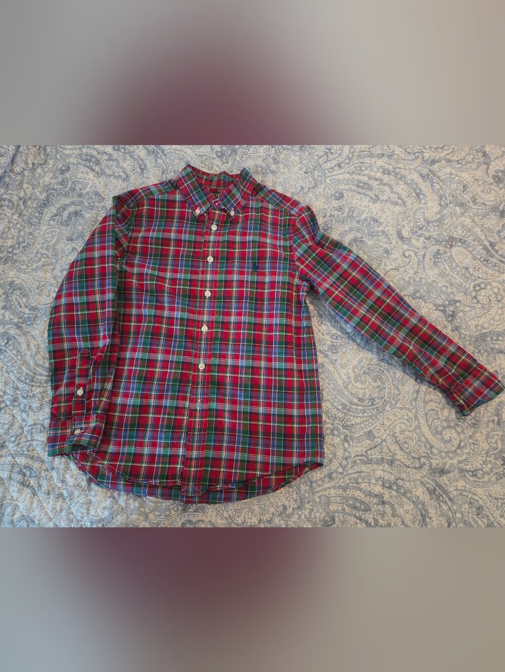 Boy's Red & Green Plaid Button-Down Shirt